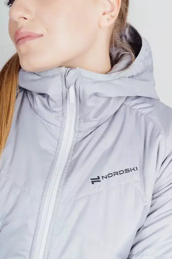 Женский лыжный костюм с капюшоном Nordski Hybrid Warm Pro grey-black - 8