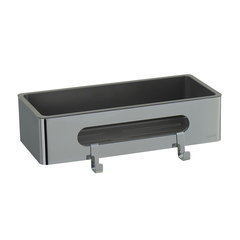 Lemark Shelf Line 9771043 Полка для душа прямая из нерж. стали с крючками, хром/вставка-пластик графит фото