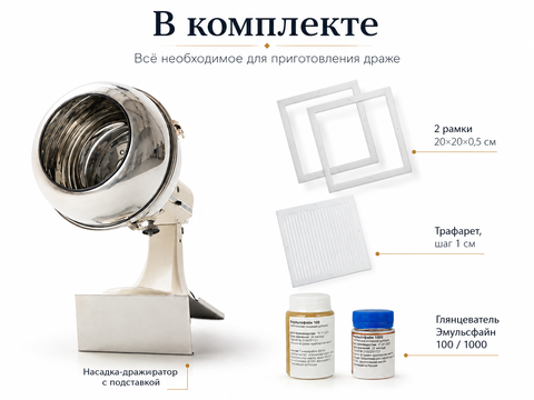 Комплект для производства драже с насадкой-дражиратором