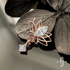 Накрутка "Spring Lotus" - Розовое золото - White CZ