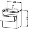 Duravit DuraStyle DS648002222 Тумба под раковину, ширина, мм-580, глубина, мм-448, высота, мм-610, тип установки-подвесной, форма мебели-прямоугольная, раковина-необходимо заказать, вырез под раковину-один, форма раковины-прямоуго