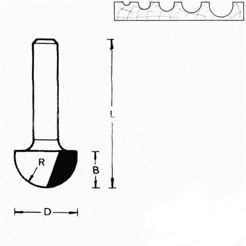711628 Фреза (D): 6,3 mm (B): 4,8 mm (L): 44 mm (R): 3,2 (754081) Хвостовик 8 mm