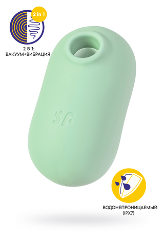 Вакуумный стимулятор клитора с вибрацией Satisfyer Pro To Go 2, мятный, 8,5 см