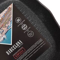 Сковорода-гриль алюминий, 28 см, антиприг, Daniks, Barcelona Кэролл, GRL-2828-RD-BLK-IND, индукц