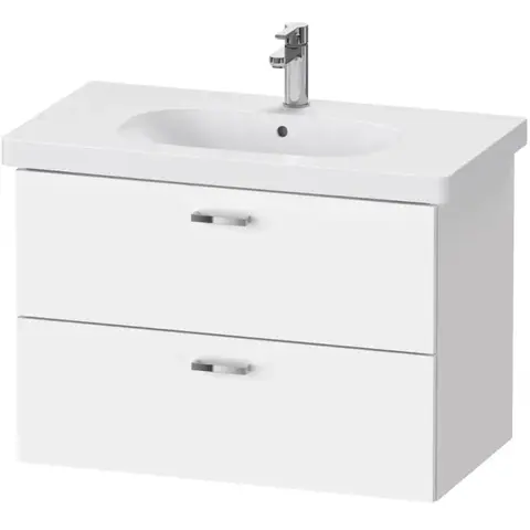 Duravit XBase XB619001818 Тумба под раковину, ширина, мм-800, глубина, мм-458, высота, мм-560, тип установки-подвесной, форма мебели-прямоугольная, раковина-необходимо заказать, ящики-2, открывание-выдвижное, цвет-белый матовый