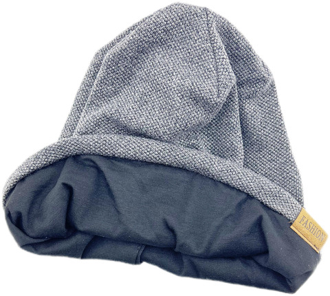 Картинка шапка-бини Skully Wear Hip Hop Casual Loose Men Knitted Pullover Hat dark grey - 7