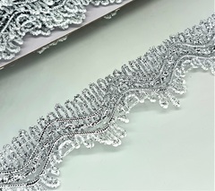 Тесьма люрекс, ш. 3,5 см, серебро