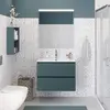 BelBagno UNO-MINI-800-2C-SO-AO База под раковину подвесная с фрезерованными ручками по всей длине фасада с двумя выкатн. ящ., Голубой Мат.,800x395x608