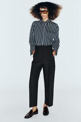 ZARA БРЮКИ BARREL С ВЫСОКОЙ ПОСАДКОЙ, ЧЕРНЫЙ