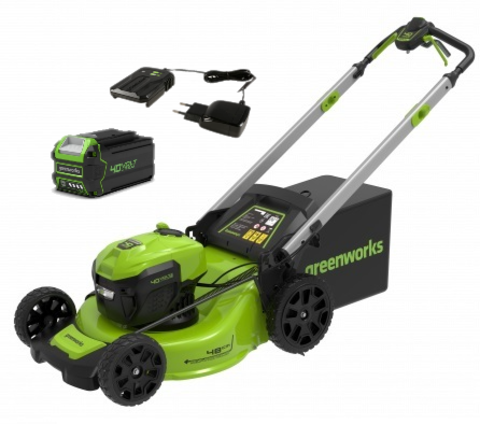 Аккумуляторная самоходная газонокосилка Greenworks GD40LM48SPK5, 40v, 48 см, (2517407UG), с аккумулятором 5 А·ч и зарядным устройством