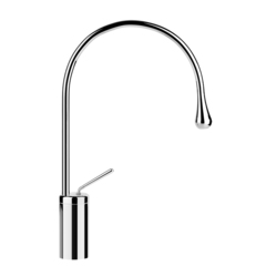 Gessi Goccia 33605#147 Смеситель для раковины на 1 отверстие, высокий, излив 244мм R=125, цвет: шлифованный хром фото