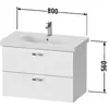 Duravit XBase XB619001818 Тумба под раковину, ширина, мм-800, глубина, мм-458, высота, мм-560, тип установки-подвесной, форма мебели-прямоугольная, раковина-необходимо заказать, ящики-2, открывание-выдвижное, цвет-белый матовый