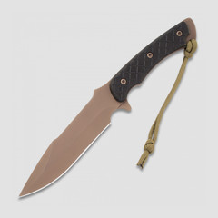 Фото Нож с фиксированным клинком Spartan Blades Ares, сталь CPM-S35VN, рукоять черная микарта, чехол коричневый