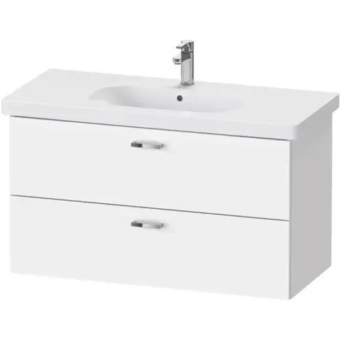 Duravit XBase XB619301818 Тумба под раковину, ширина, мм-1000, глубина, мм-458, высота, мм-560, тип установки-подвесной, форма мебели-прямоугольная, раковина-необходимо заказать, ящики-2, открывание-выдвижное, цвет-белый матовый