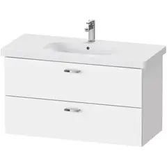 Duravit XBase XB619301818 Тумба под раковину, ширина, мм-1000, глубина, мм-458, высота, мм-560, тип установки-подвесной, форма мебели-прямоугольная, раковина-необходимо заказать, ящики-2, открывание-выдвижное, цвет-белый матовый фото