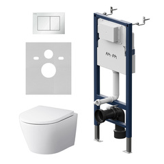 Am.Pm IS90201.741701 Инсталляция с клав PrimeFit S, бел глянц, с подвес унит Sense FlashClean с сид м/лифт фото