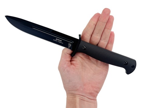 Нож тактический Кром Black, сталь AUS-8, рукоять резинопластик, НОКС 621-784651