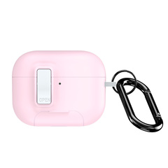 Чехол розового цвета (белый замок) и подставкой для наушников AirPods Pro 3, серия PECQ Series от Dux Ducis