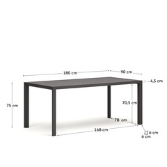 Culip Алюминиевый уличный стол с порошковым покрытием серого цвета 180 x 90 см