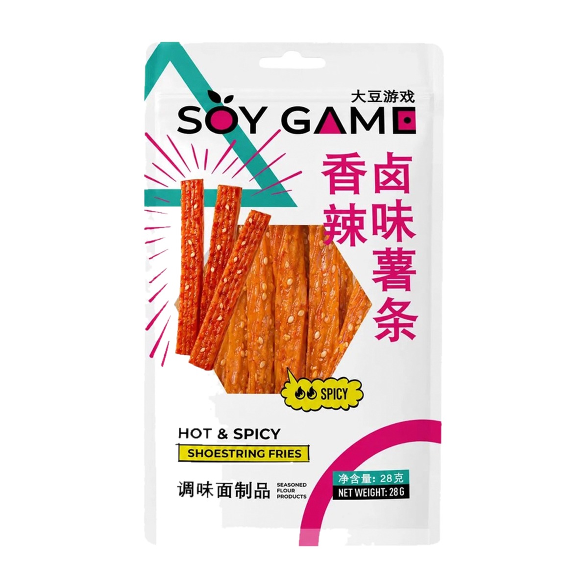 Латяо Soy Game Hot & Spicy Shoestring Fries 28 г — упаковка