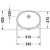 Duravit Santosa 466510000 Раковина 510x375 мм, встраиваемая снизу, с переливом. вкл. крепление для деревянной столешницы, цвет белый