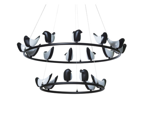 Люстра Creative Bird Chandelier черная 12+6R
