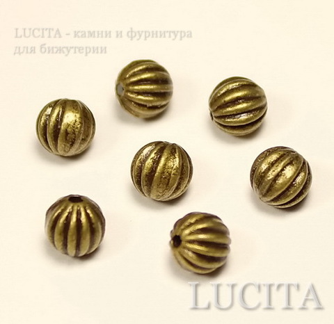 Бусина металлическая (цвет - античная бронза) 6х5 мм, 10 штук ()