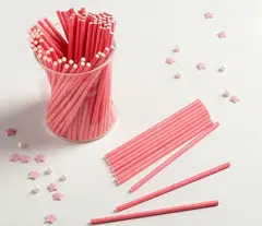 Палочки для кейкпопсов 10x0,2 см (в наборе 100 шт), цвет розовый, бумажные 4345975