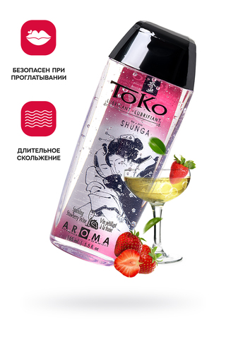 Лубрикант Shunga Toko Aroma на водной основе, клубника и шампанское, 165 мл