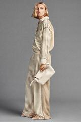 ZARA БРЮКИ С КОНТРАСТНЫМИ ПОЛОСКАМИ — ZW COLLECTION, ЭКРЮ