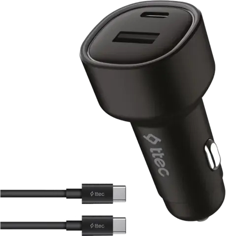 Автозарядка TTEC SmartCharger Duo PD 48W Car Fast Charger USB-C+USB-A с каб USB-C/USB-C 3A, черный