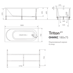 Ванна акриловая Оникс 180х75 Triton