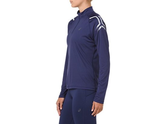 Asics Icon 1/2 Zip LS рубашка для бега женская синяя - 2