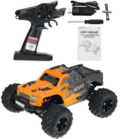 Радиоуправляемый внедорожник MJX Hyper Go 4WD Brushless MEW4 Truck 1:16 - MJX-M163 Полноприводный джип для дрифта, монстр-трак