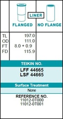 Гильза блока цилиндров TEIKIN LSF44665 (4шт/упак) не хонингованная