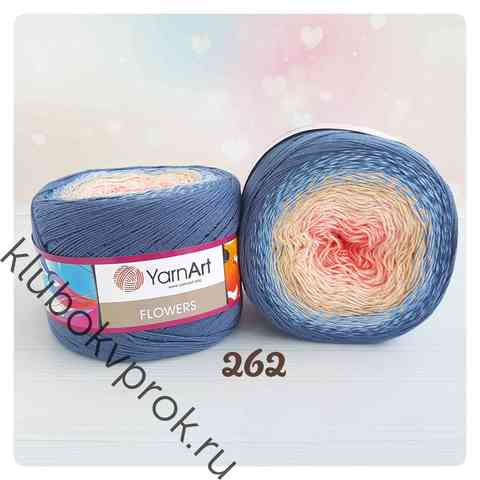 YARNART FLOWERS 262, Коралл/джинс