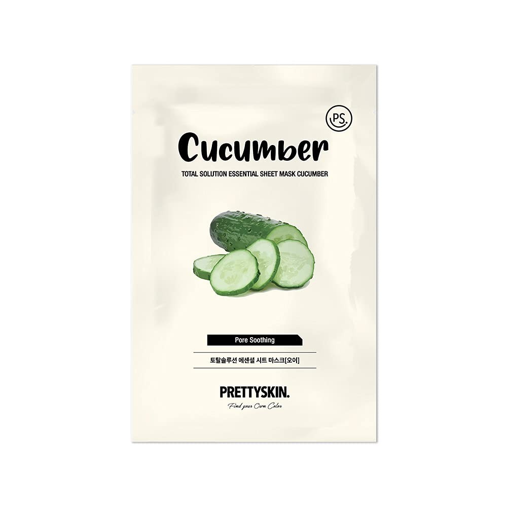 Тканевая маска с огурцом Prettyskin Total Solution Essential Sheet Mask Cucumber, 23мл
