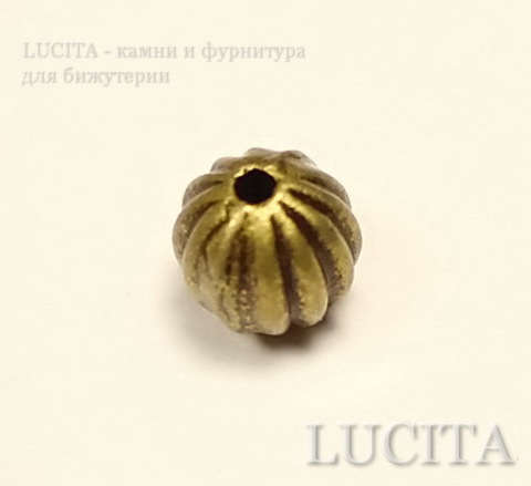 Бусина металлическая (цвет - античная бронза) 6х5 мм, 10 штук ()