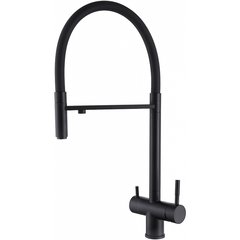 Abber Wasser Kreis AF81141B Смеситель для кухни с подключением фильтра и выдвижной лейкой, цвет: черный матовый фото