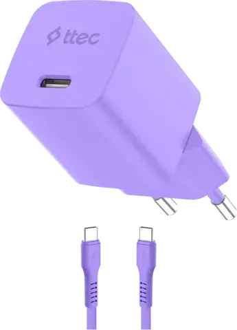 Зарядное устройство TTEC SmartCharger GAN 45W AVS PD Travel Fast Chargerс каб USB-C 1,2м, неоновый фиолетовый
