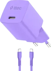 Зарядное устройство TTEC SmartCharger GAN 45W AVS PD Travel Fast Chargerс каб USB-C 1,2м, неоновый фиолетовый