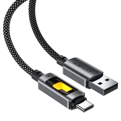 Кабель ACEFAST C21-04 Charging Data Cable USB-A to USB-C With с цветным индикатором, 1,2м, черный