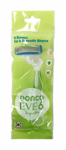 DORCO EVE 6 Disposable однораз.станок 1шт.плав.гол. с 6лез.увл.п, прорез.ручка (Ю.Корея)