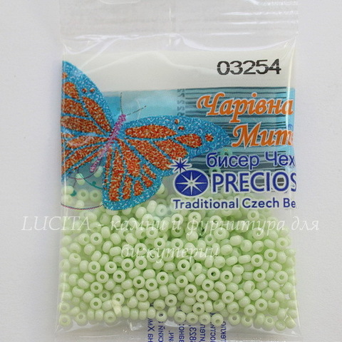03254 Бисер 10/0 Preciosa Мел Соль-гель светло-зеленый