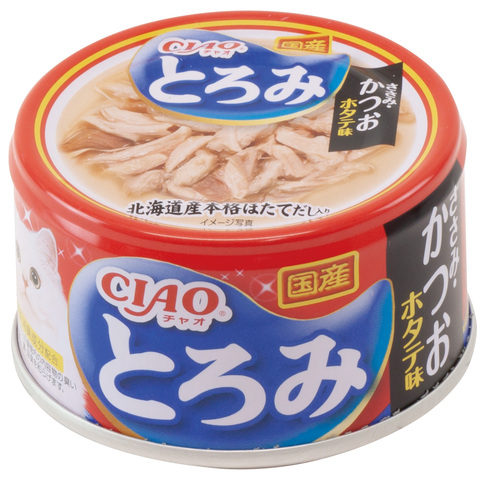 INABA Ciao Toromi консервы для кошек куриное филе с тунцом кацуо с морским гребешком в бул  80гр