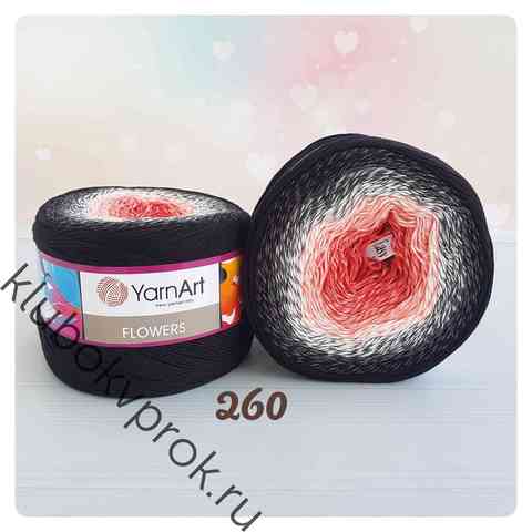 YARNART FLOWERS 260, Розовый/белый/черный