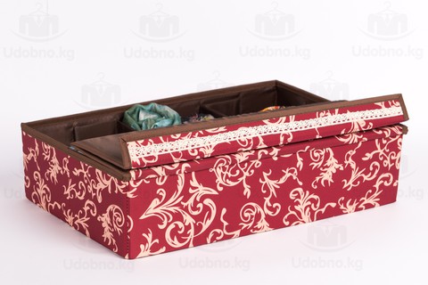 Большой складной органайзер, 24 ячейки, 46*31*12 см (бордо с узорами)