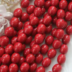 Майорка, овальная, красная 13*15 мм, 1 нить, МА127
