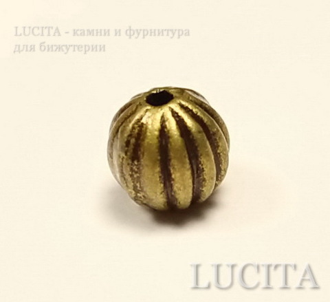 Бусина металлическая (цвет - античная бронза) 6х5 мм, 10 штук ()