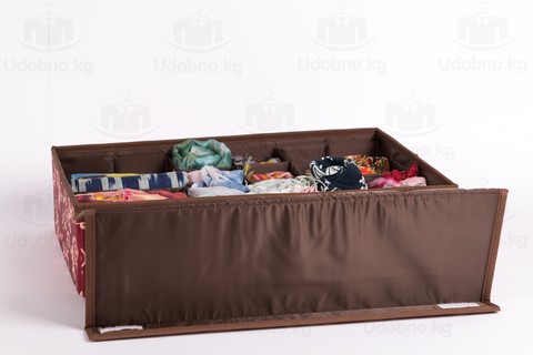 Большой складной органайзер, 24 ячейки, 46*31*12 см (бордо с узорами)